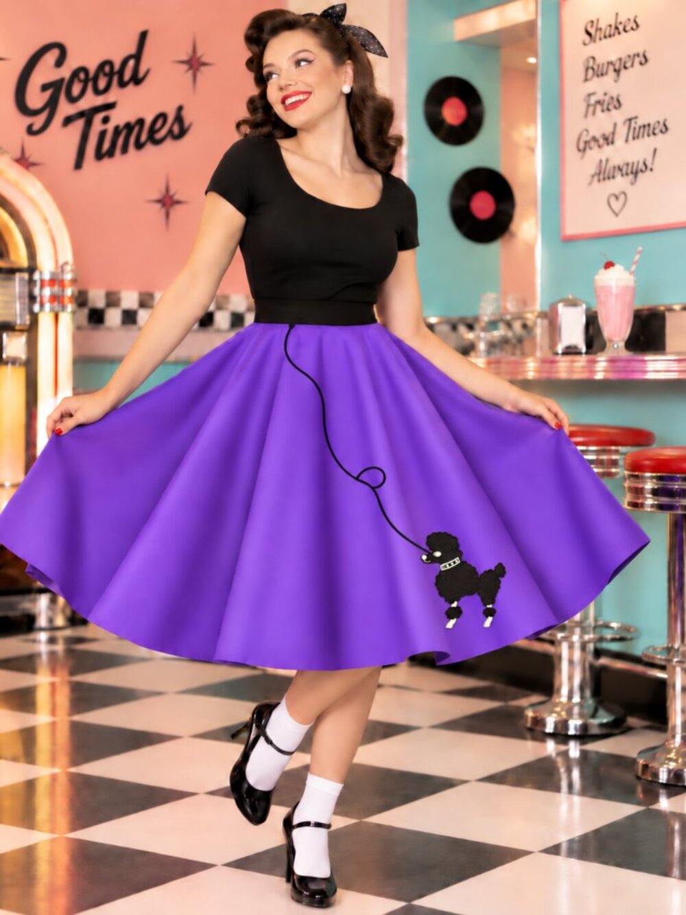Hip Hop 50's Shop Purple Poodle Skirt Retro 50's Costume Sock Hop Women’s 28"